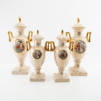 Uppsatsurnor 4 st England 1900-talets första hälft porslin.