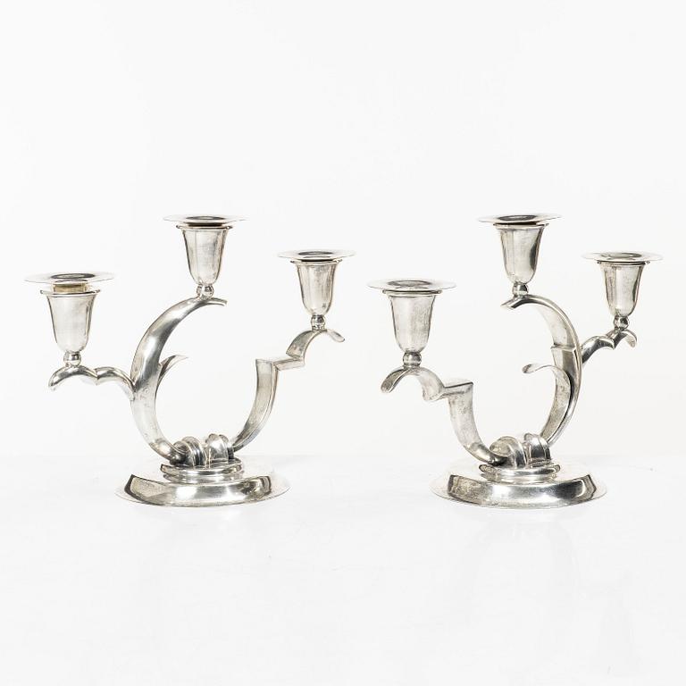 A pair of sterling silver Art Deco candelabras, Salvador de la Serna, Mexico, first half of the 20th century.