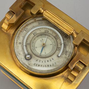 A French travel clock, late 19th century.