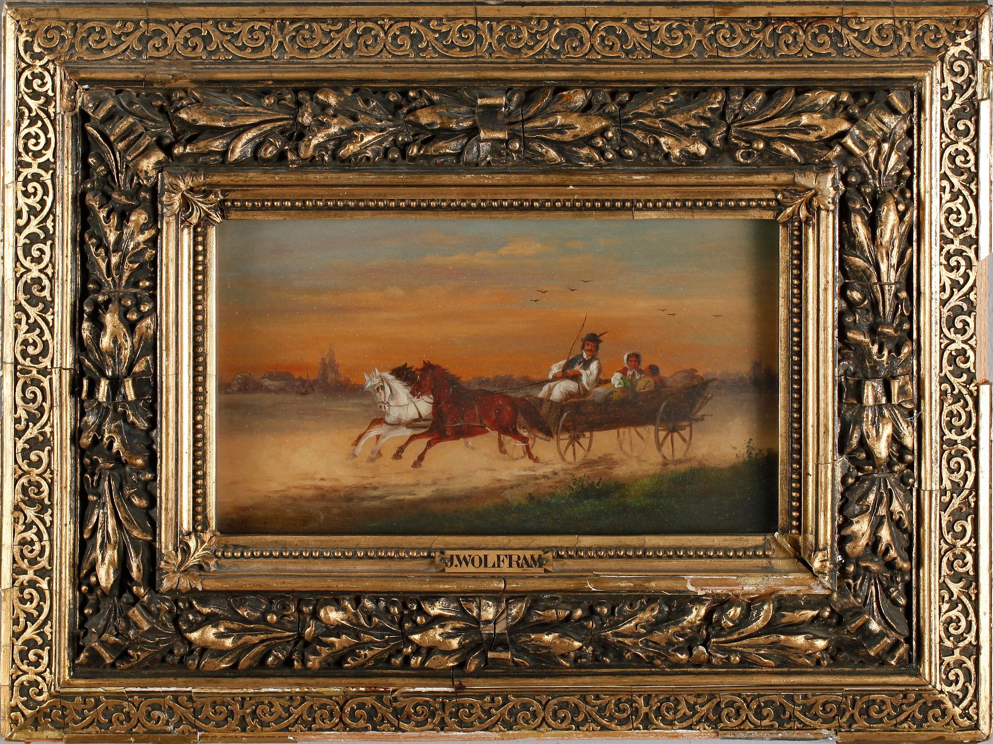 JOSEPH WOLFRAM, olja på pannå, monogramsignerad, verksam 1860-1873.