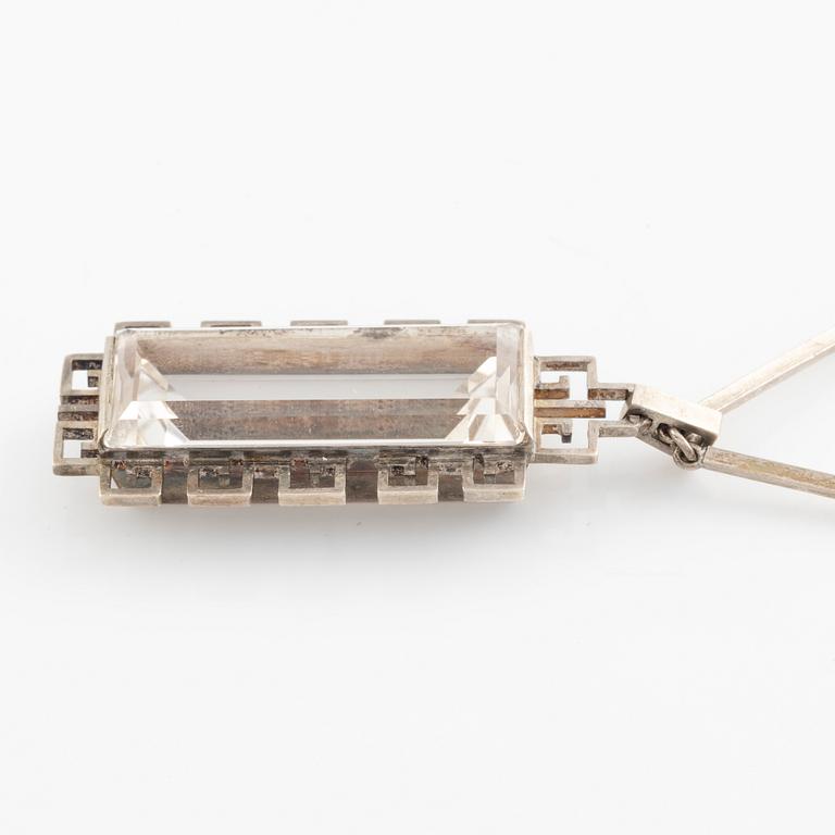 Stigbert, pendant, silver with rock crystal.