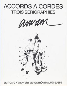 Arman (Armand Pierre Fernandez), Mapp, 2 av 3 blad, "Accords A Cordes" Trois Serigraphies Arman.