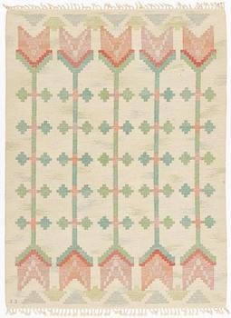 Judith Johansson, a flat weave carpet, signed JJ, 265 x 198 cm.