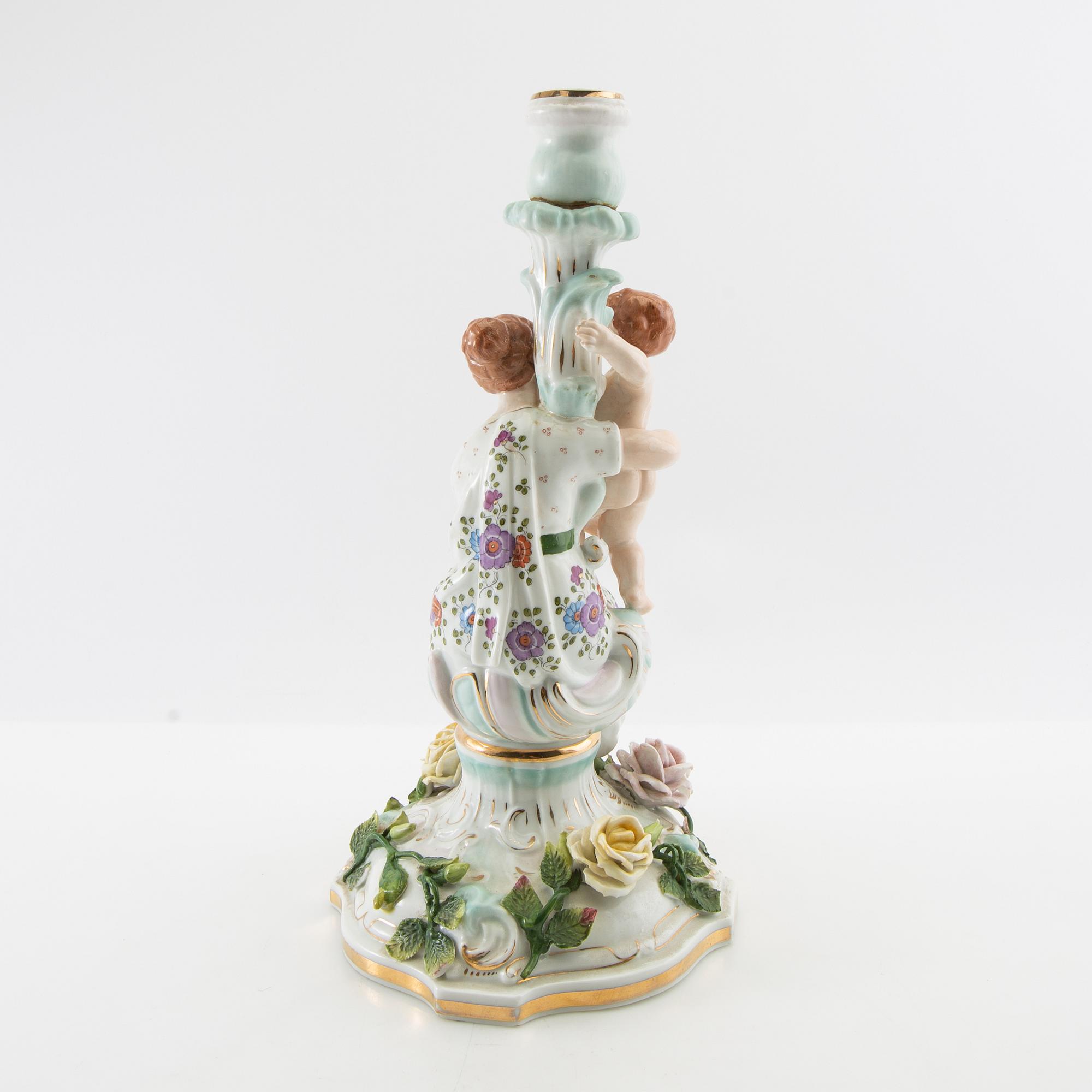 Candle holder/Lamp base Rococo style porcelain first half of the 20th century.
