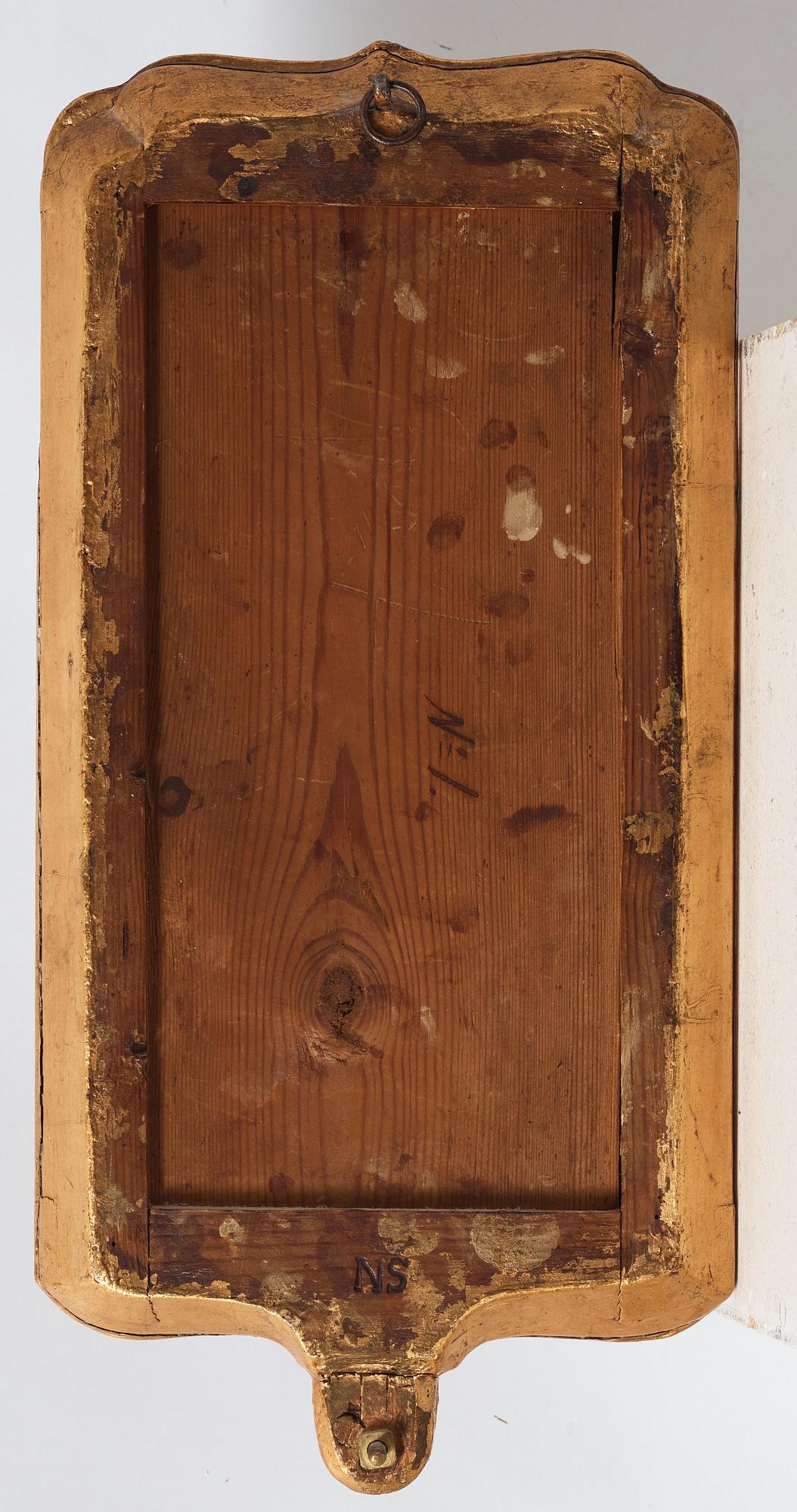 Spegellampetter, för två ljus, ett par, av Nils Sundström (spegelmakare i Stockholm 1754-1781), Rokoko.