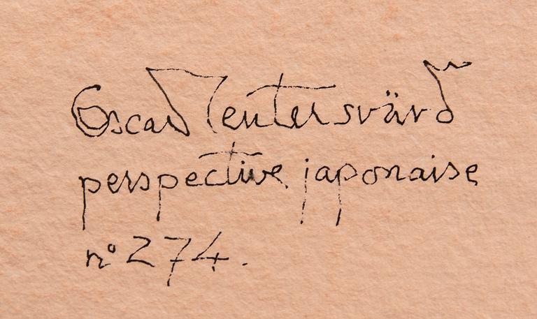 Oscar Reutersvärd, water color with paper cut, signed.