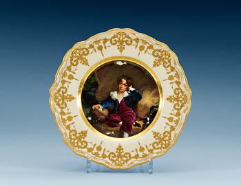 1322. A Russian dessert dish, Imperial Porcelain manufactory, St Petersburg, period of Tsar Nicolas I, dated 1844.