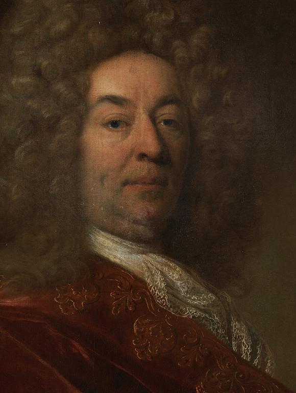 Nicolas de Largilliere Hans krets, Man i allongeperuk och röd mantel.