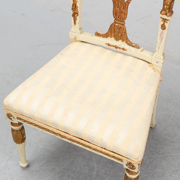 A pair of late Gustavian chairs, circa 1800.