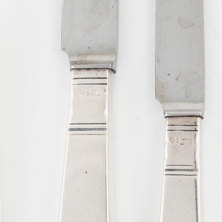 Jacob Ängman, 22 pcs of silver cutlery, 'Rosenholm'.