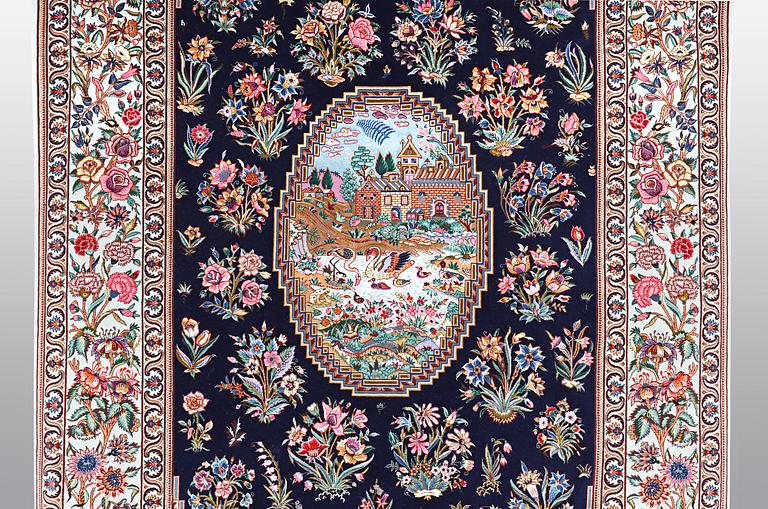 Matta Isfahan, part silk, ca 206 x 142 cm Signerad: hussien Rahimi.