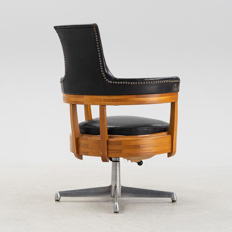 A 'Löten' swivel office chair by E K Augustosson for Hjalmar Jackson AB 1967.