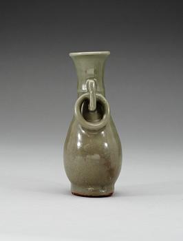 A pear shaped celdon glazed vase, Ming dynasty.