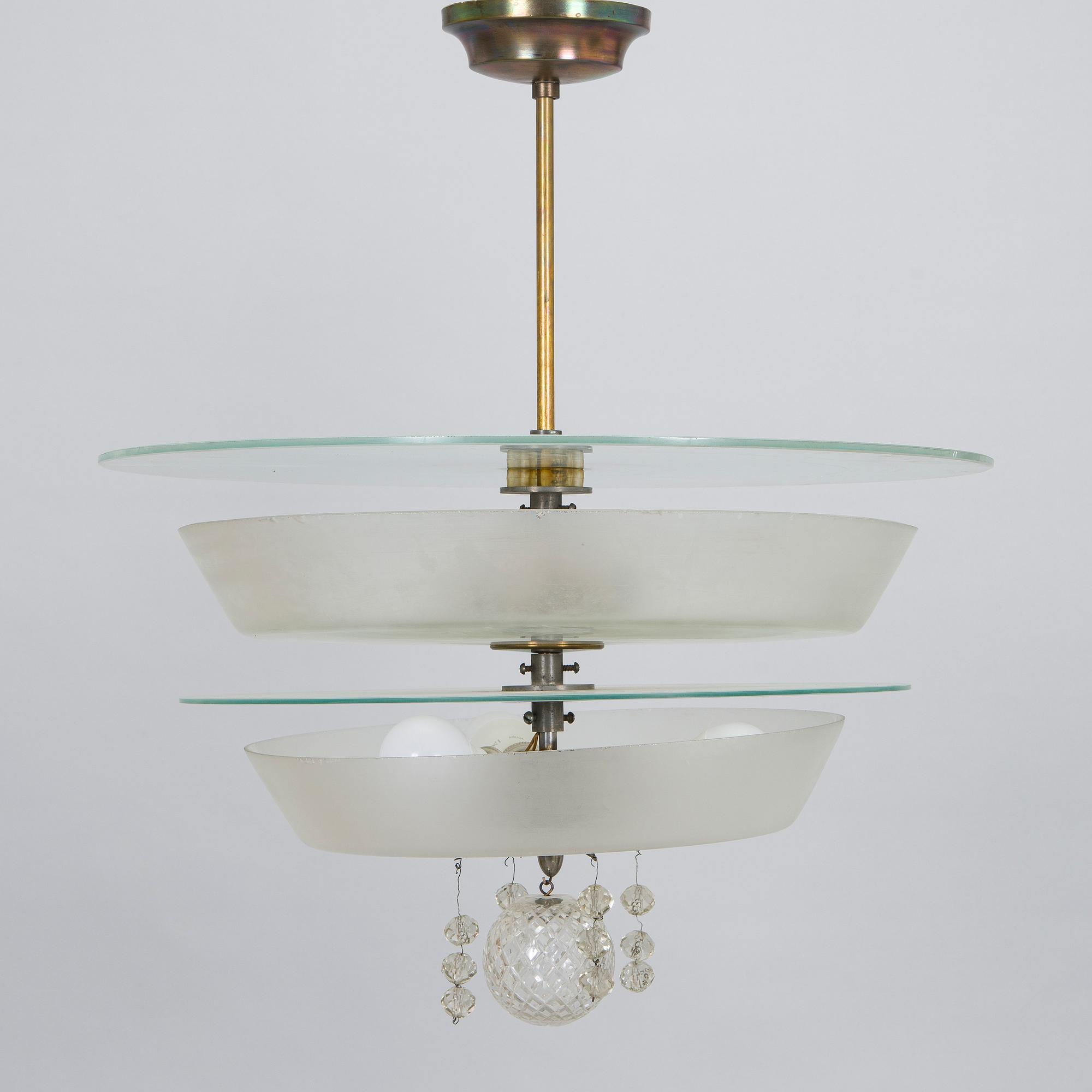 A pendant Art Deco ceiling light, 1920-30s.