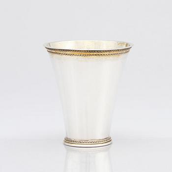 A Swedish 18th century parcel-gilt silver beaker, mark of Abraham Wirgman, Göteborg, 1715.
