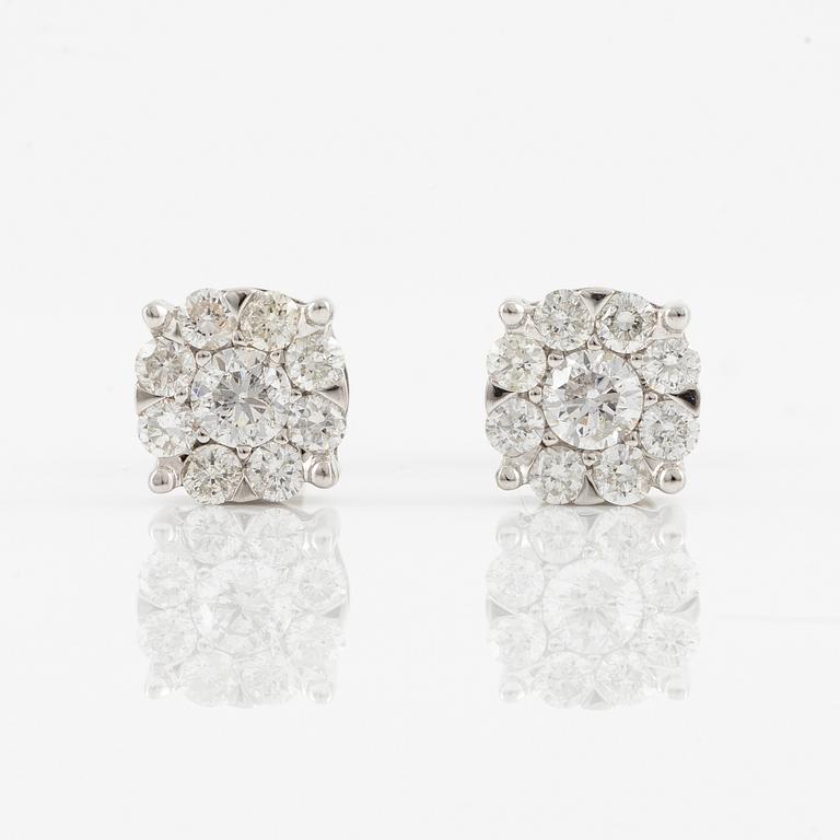 Earrings, 18K white gold set with brilliant-cut diamonds.