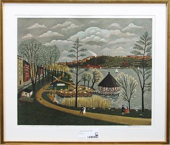 GÖSTA GUSTAVSSON, färglitografi. Sign o numr 2/300.