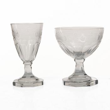 Gerda Strömberg, glasservis, 116 delar, "Hörningsholm", Strömbergshyttan.