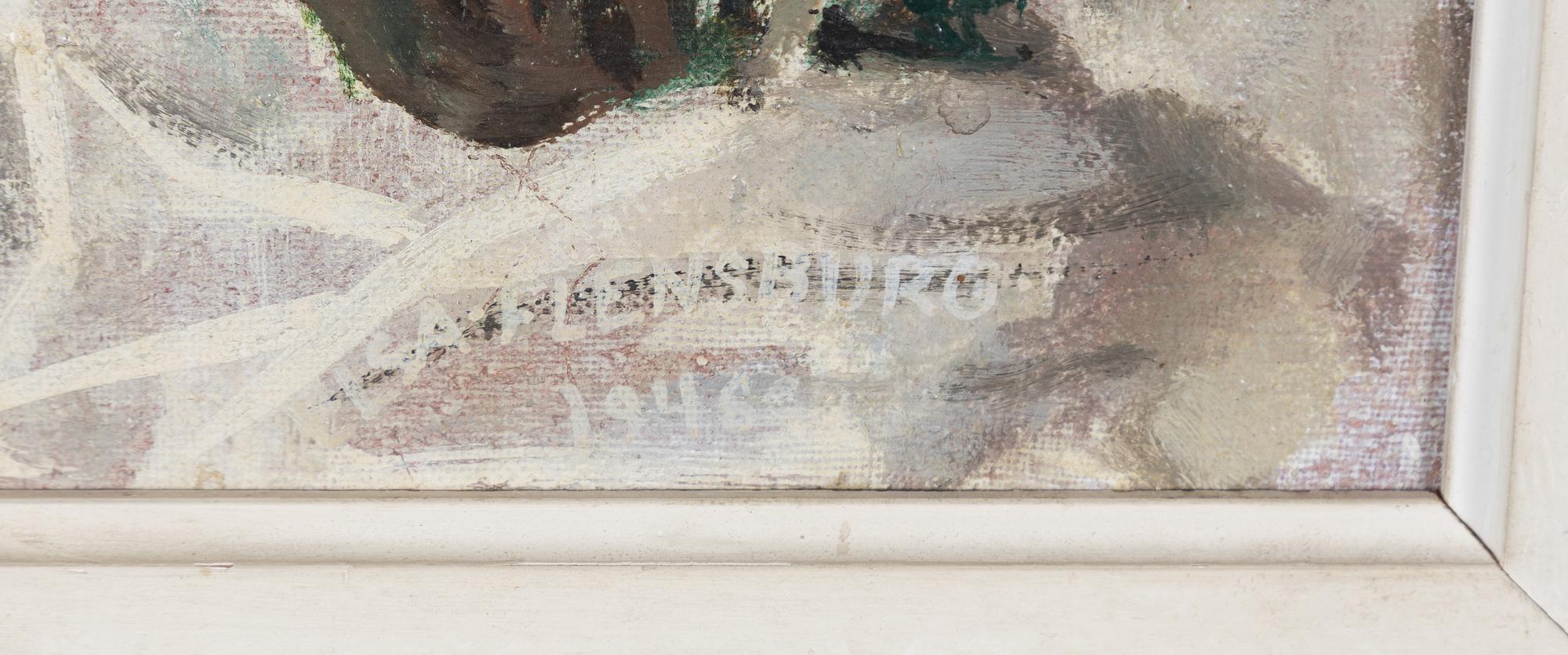 Elsa Flensburg, Still life with hepatica and coltsfoot.