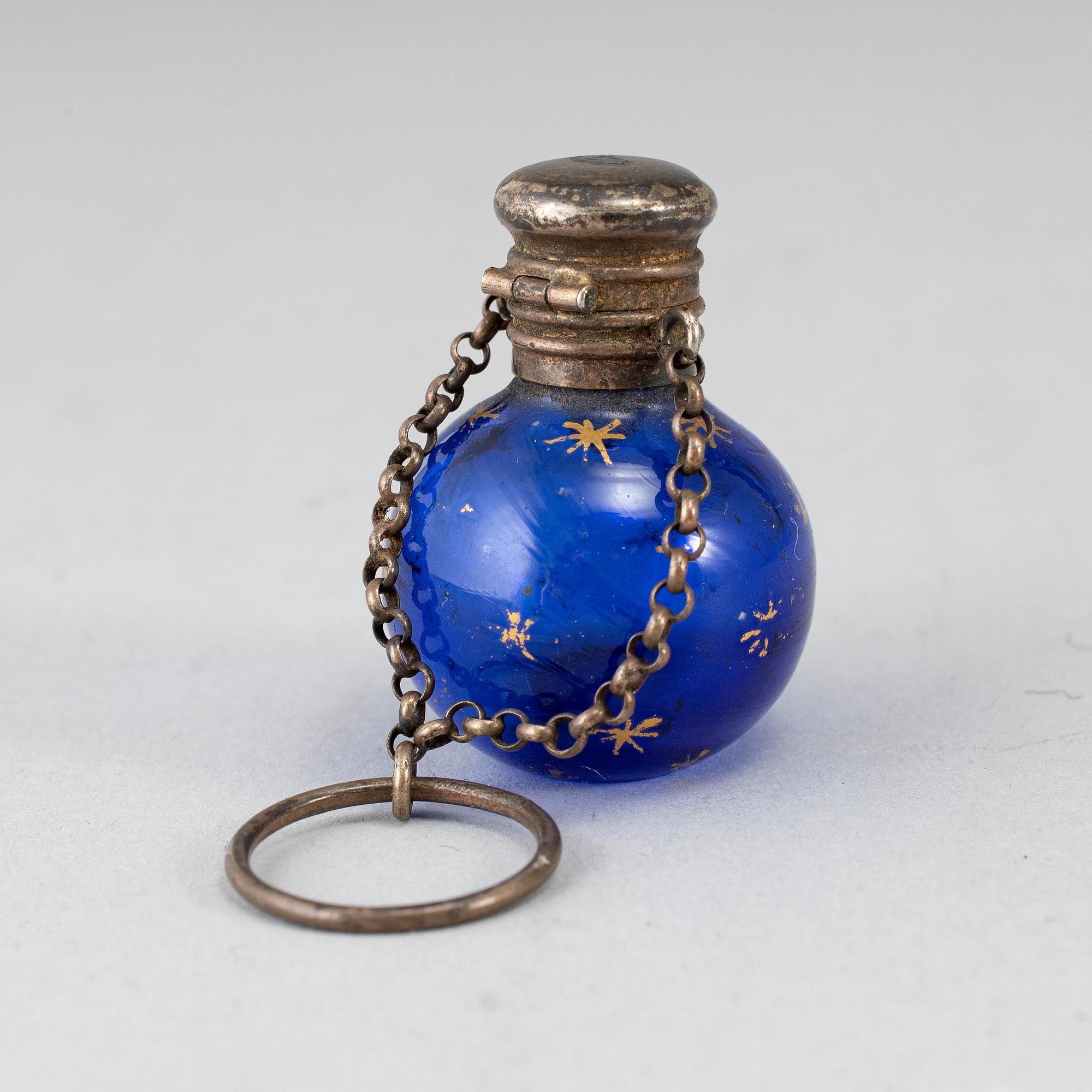 A 19th century empire glass and silver flacon.