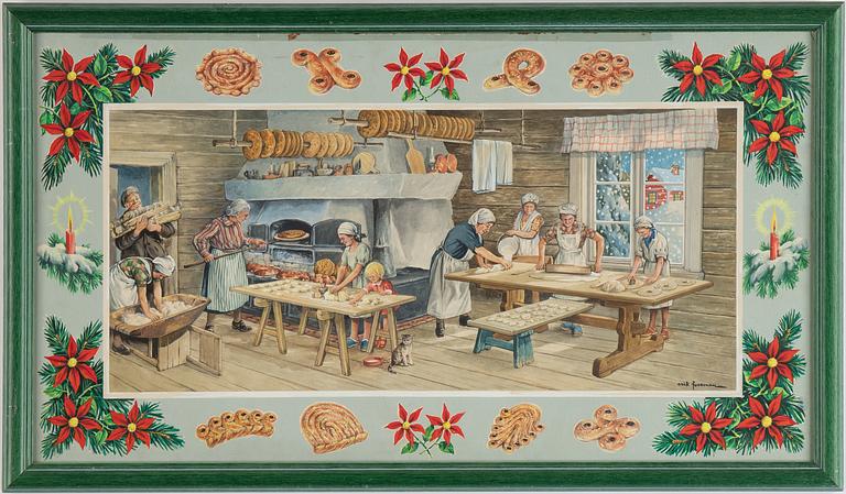 Erik Forsman, akvarell/gouache, signerad.