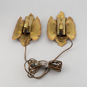 A set of two brass wall lights, design Sven Aage Holm Sörensen.