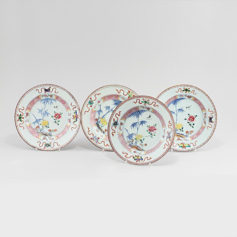 TALLRIKAR, 4 st, porslin, Kina, 1700-tal.