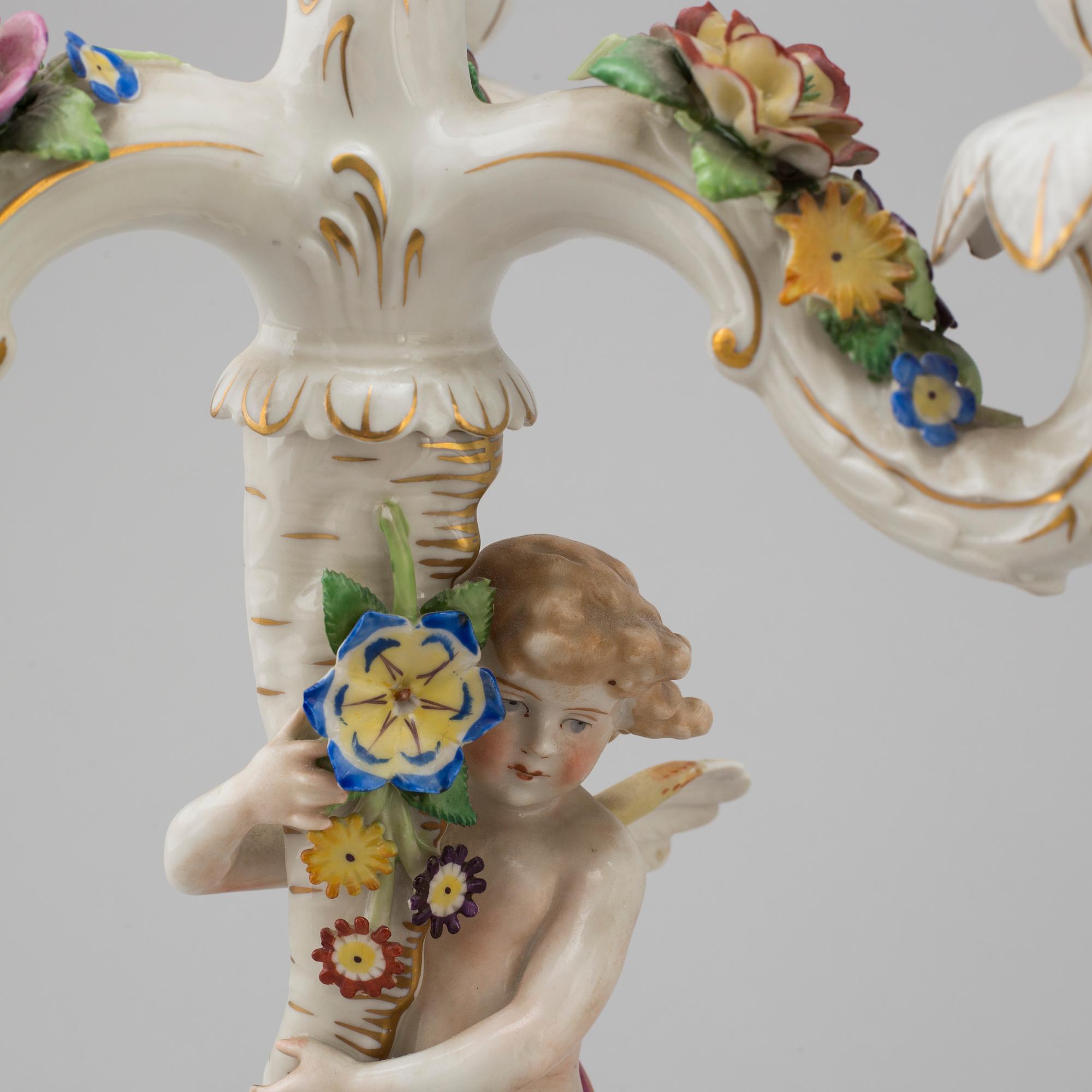 A pair of porcelain candelabra from von Schierholz, Germany, first half of the 20th Century.