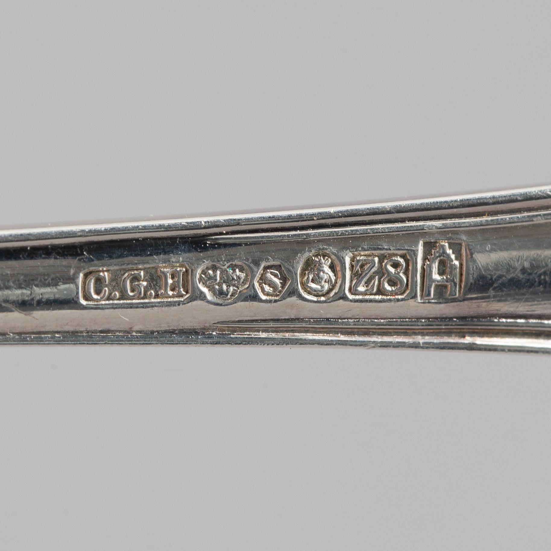 Bestick, 45 delar, silver, "Chippendale", CG Halleberg Stockholm 1940/50-tal.