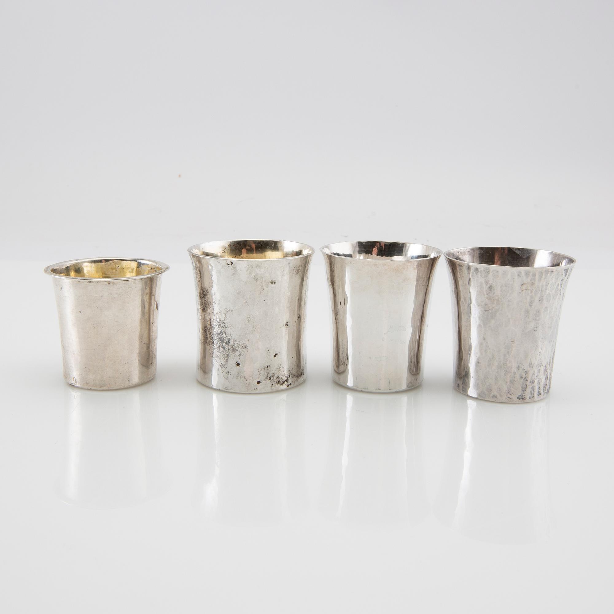 A collection of cups 12 pcs silver 18th/19th century.