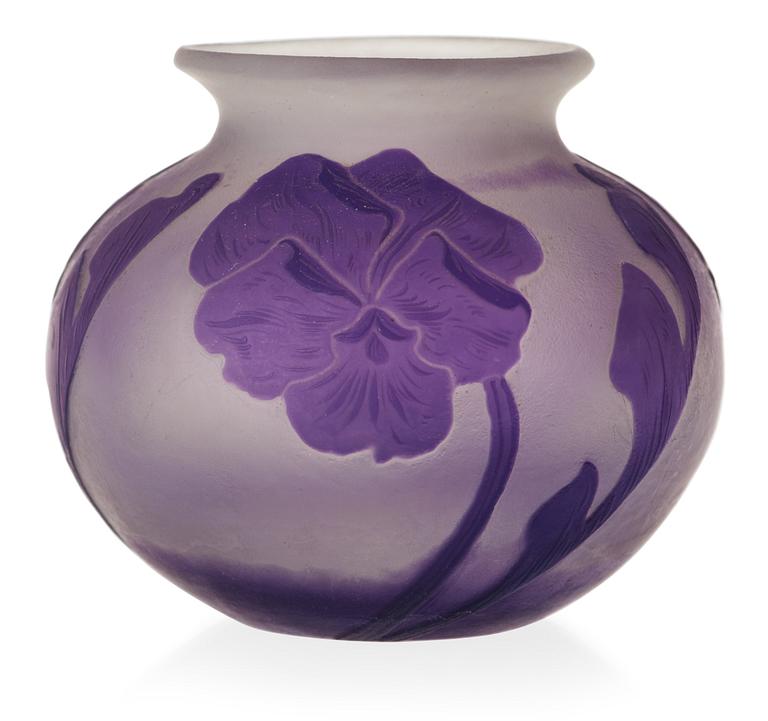 A Karl Lindeberg Art Nouveau cameo glass vase, Kosta, Sweden.