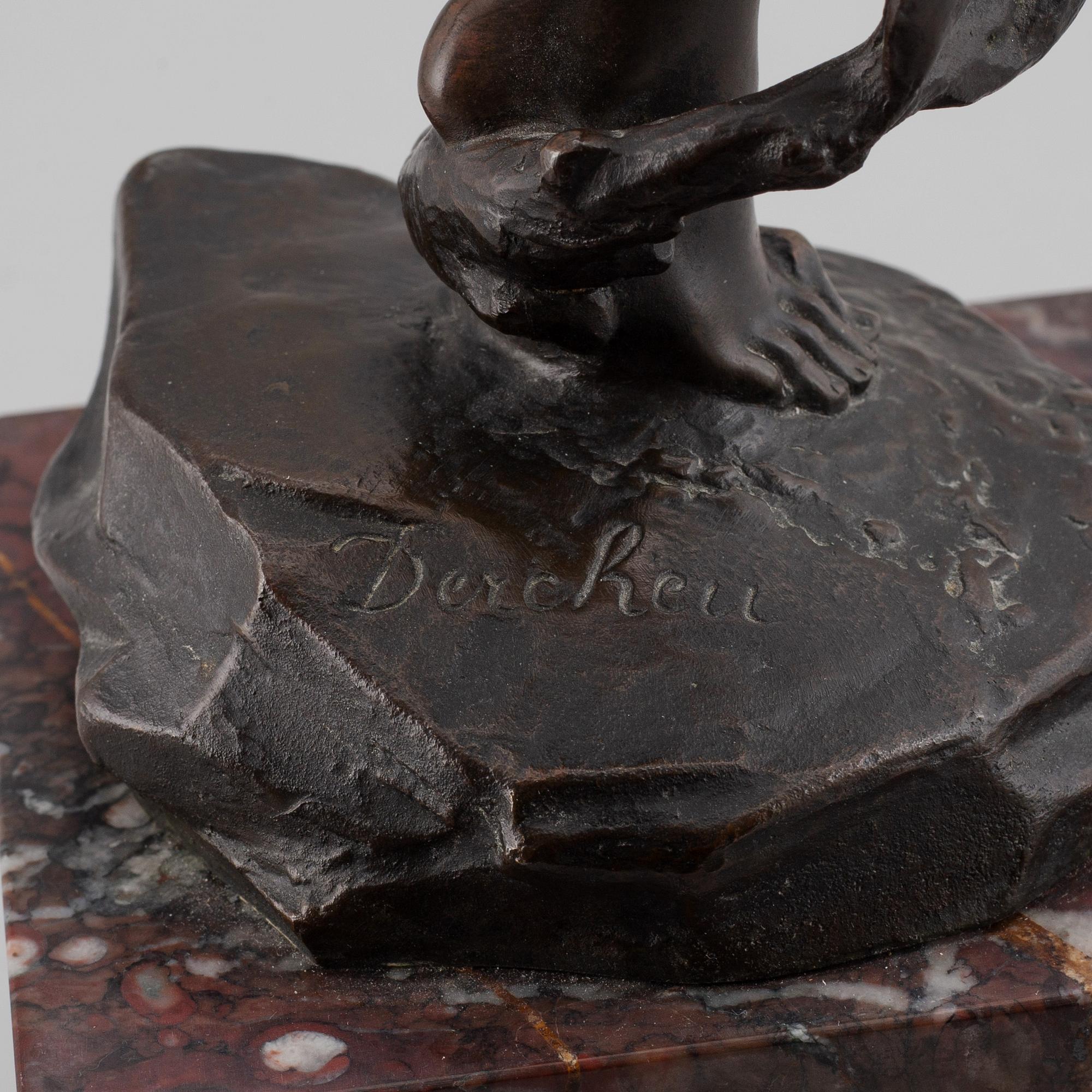 JULES DERCHEU, efter. "Daphné poursuivie par Apollon". Skulptur. Signerad. Brons, höjd 69 cm (inklusive sockel).