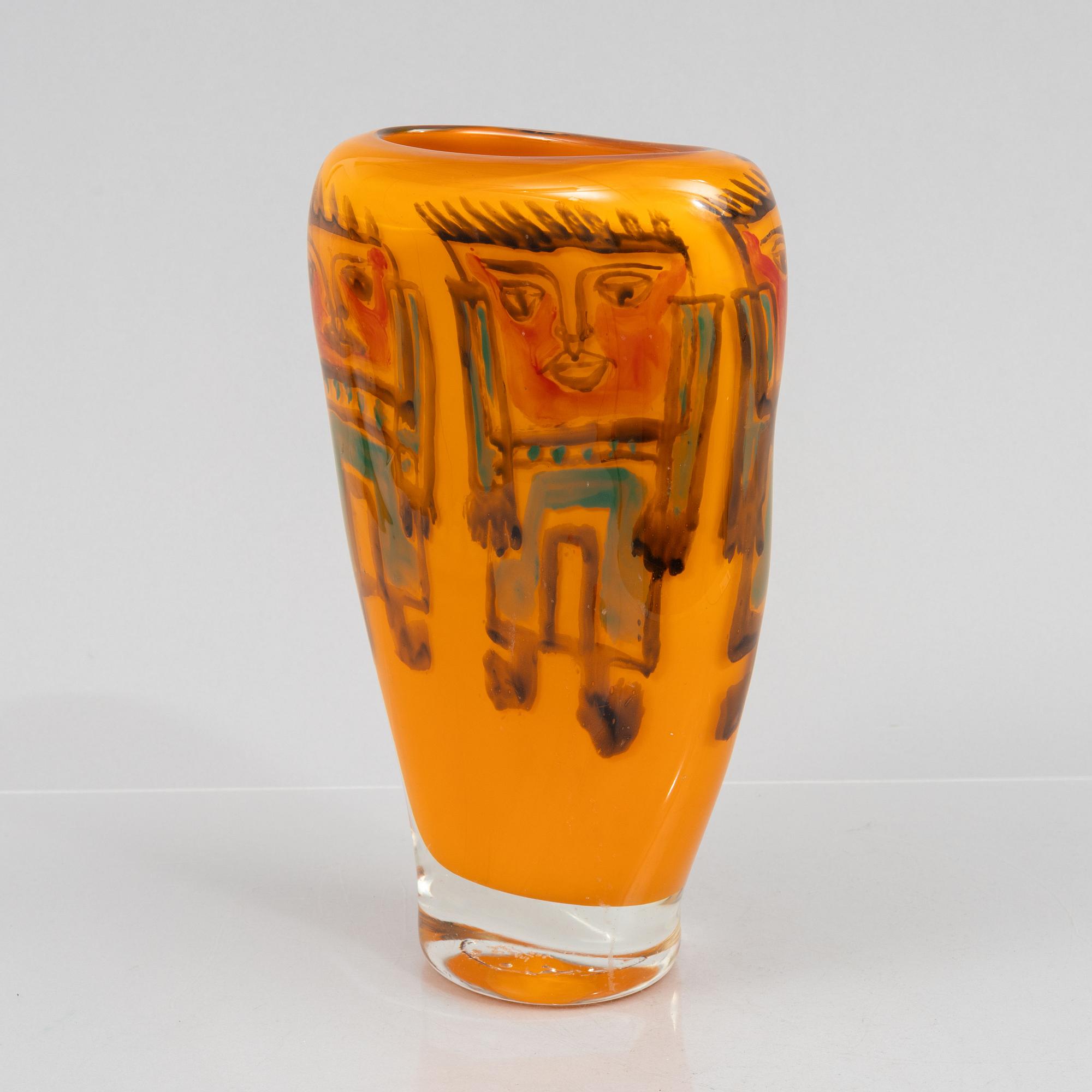 Ada Loumani, vase, glass, signed.