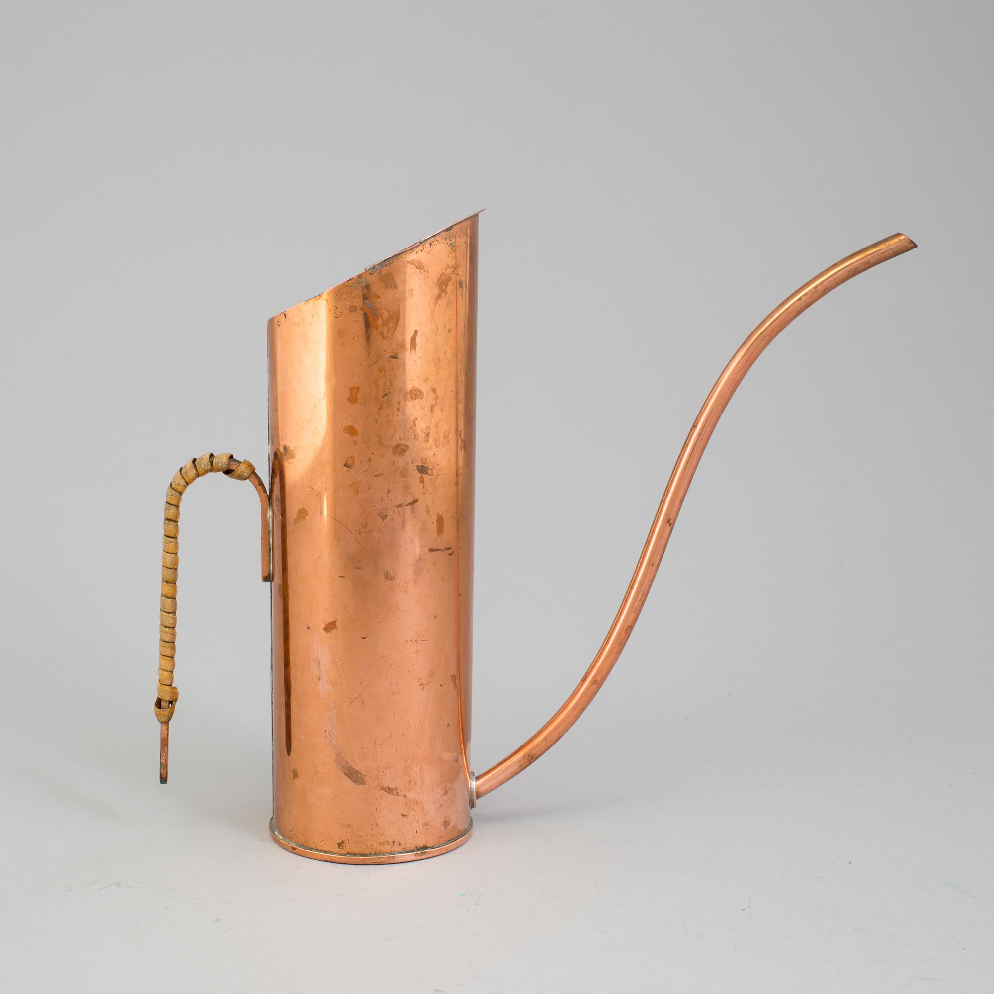 GUNNAR ANDER, vattenkanna, koppar, Ystad Metall, 1900-talets mitt.