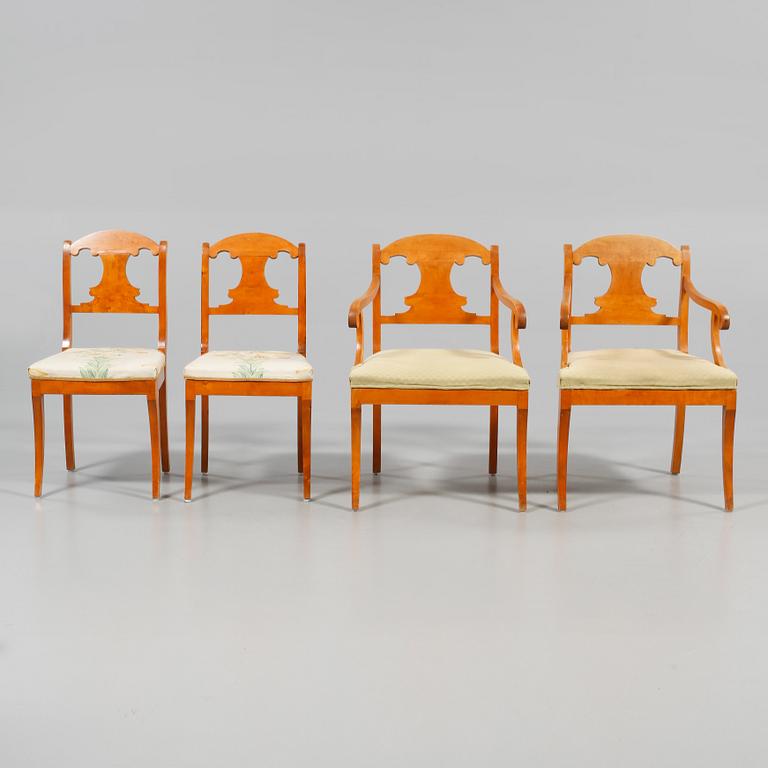 STOLAR, 2 st, samt KARMSTOLAR, 2 st, Karl Johan, 1800-talets mitt.