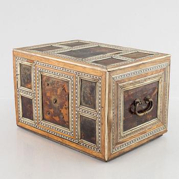 A Spanish colonial bone and tortoise inlayed writing-box, circa 1700.