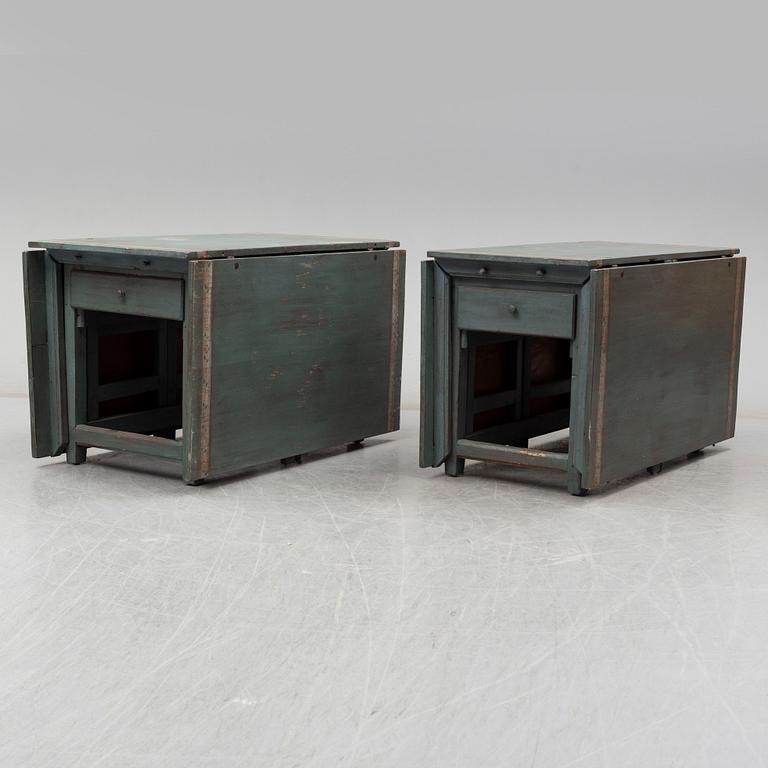 Two 19th Century gate leg tables with similar painting.