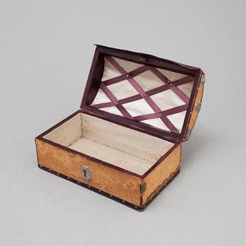 19th century leather box with steel decorations.