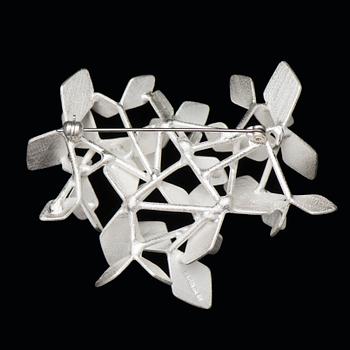 A CHAO-HSIEN KUO BROOCH, "Sparkling forest, white edition no. 1", silver, keum-boo 24K gold foil, steel, 2017.