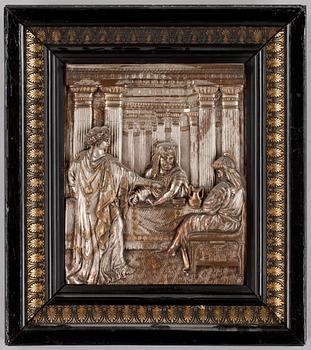 VÄGGRELIEF, försilvrad koppar, 1800-talets slut.
