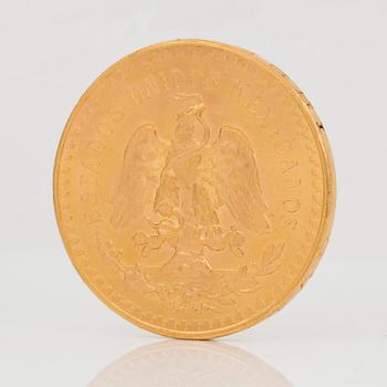 GULDMYNT, 50 Pesos Estados Unidos Mexicanos, Oro Puro. 21k, vikt ca 41 g.