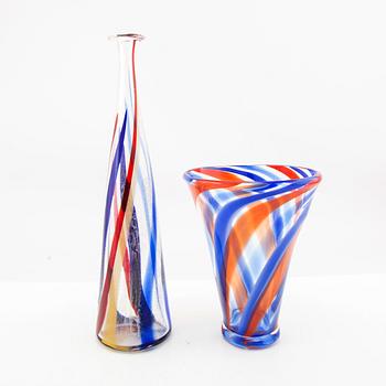 Berit Johansson, vases 2 pcs, one signed Sjöhyttan.