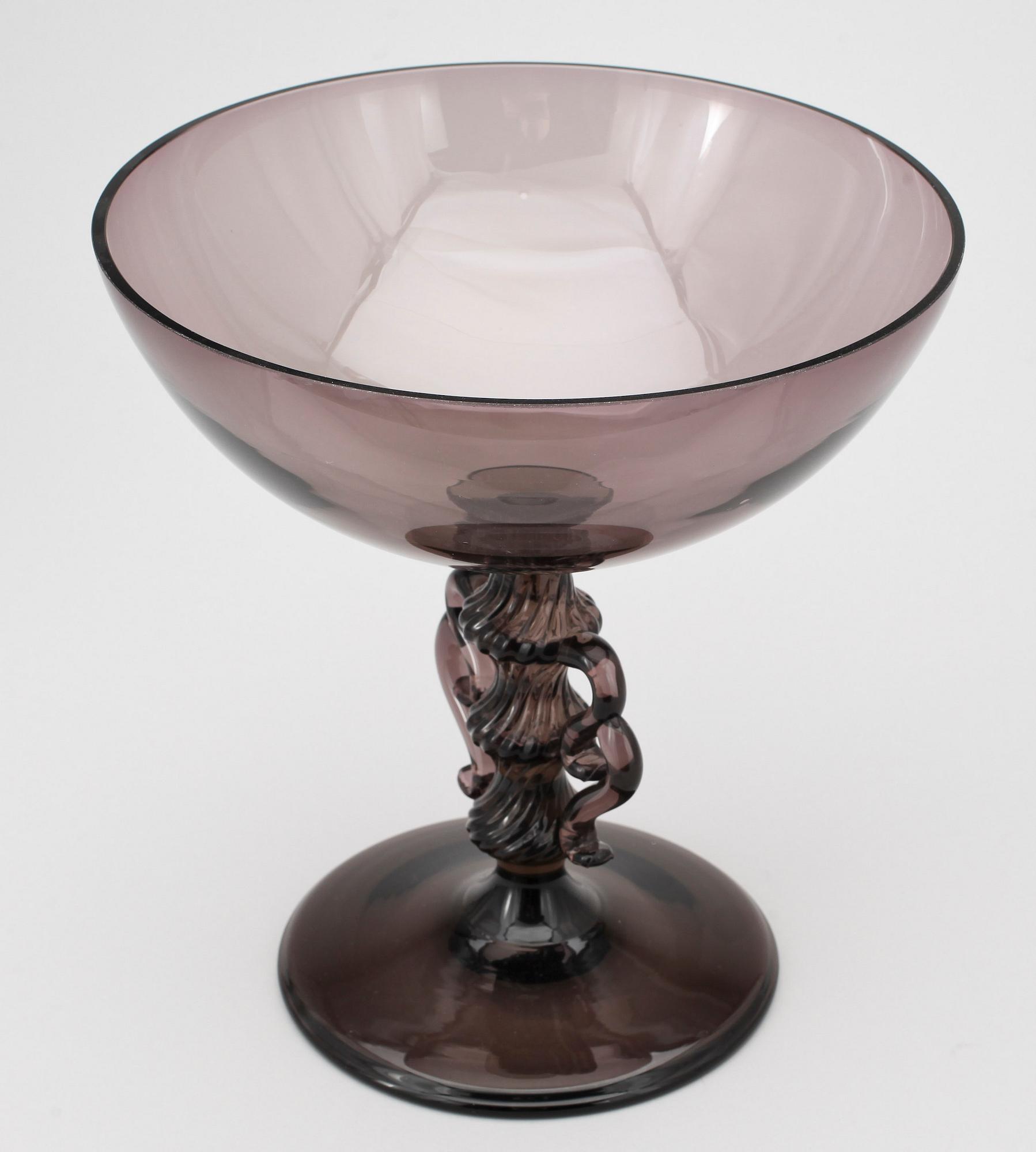 SKÅL PÅ FOT, glas, Hyttarbete, "Vingarna", Simon Gate, Sandvik, 1920-tal.