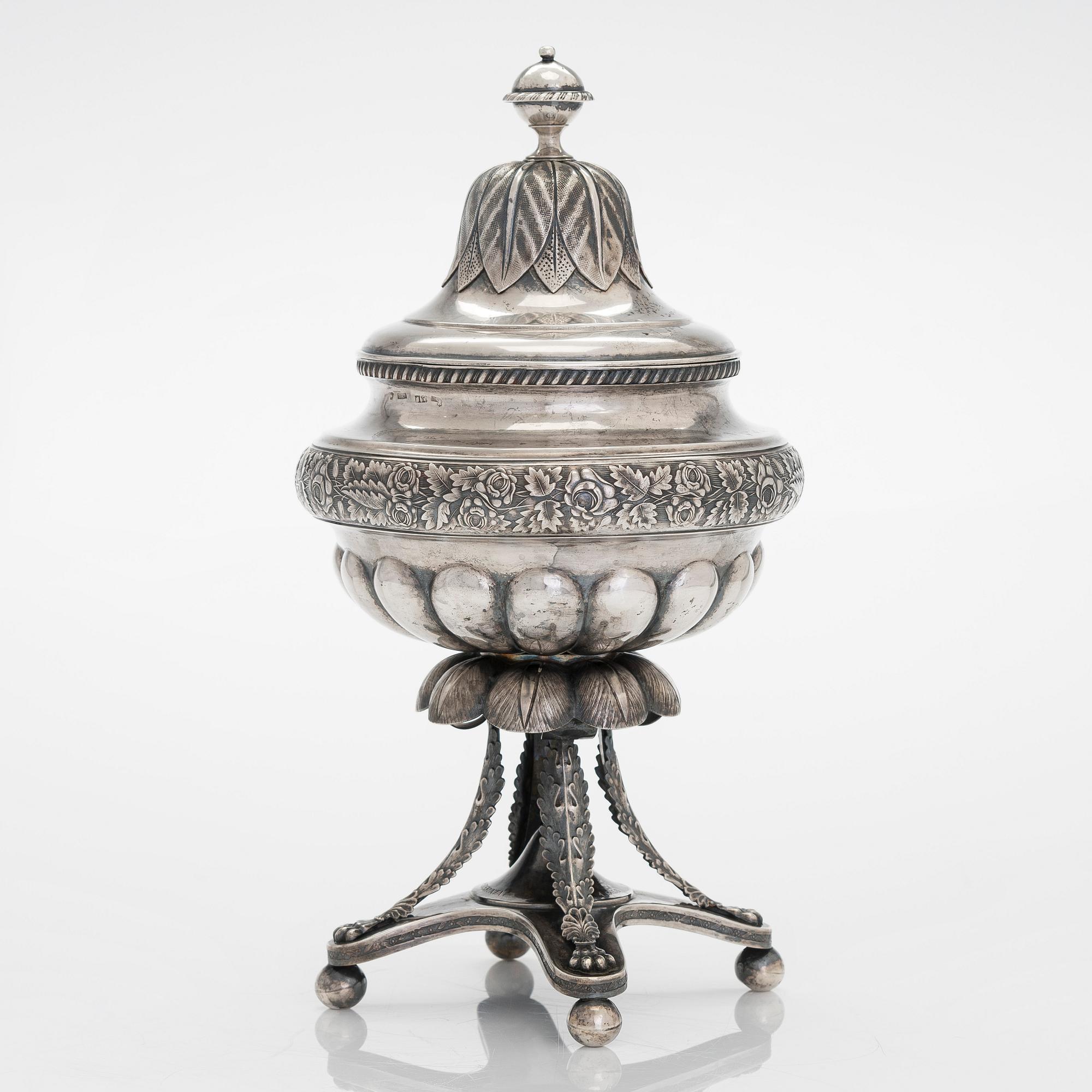 Olof Robert Lundgren, sockerskål, silver, Åbo 1856.