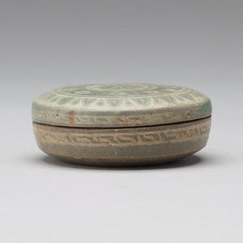 A Korean vase and cosmetic box with cover, Koryo, 13th Century.