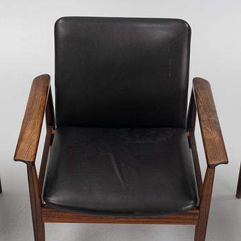 Finn Juhl, three 'Diplomat' armchairs, France & Son, Denmark, 1960's.