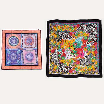 Versace, two silk scarves.