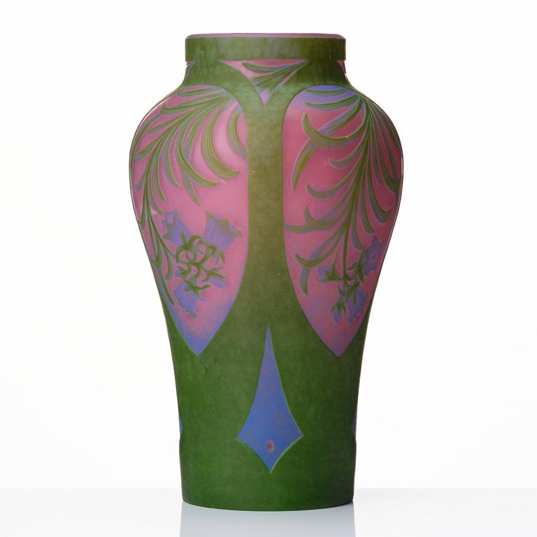 Axel Enoch Boman, a unique Art Nouveau cameo glass vase, Reijmyre, Sweden 1913, no 312.