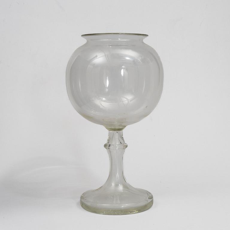 A glass fish-bowl, Sweden, 19th century.