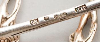 MOCKASKEDAR, 12 st samt gräddslev, silver, 1940-tal. Vikt ca 131 g.